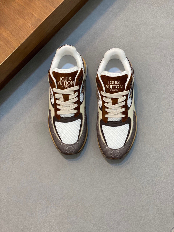 LV RUN WAY TRAINERS SHOES TAN BROWN