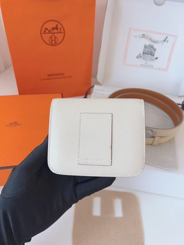 hm kelly belt 18mm with constance slim white epsom silver hardware