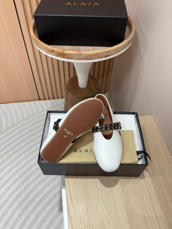 alaia ballet flat white calfskin