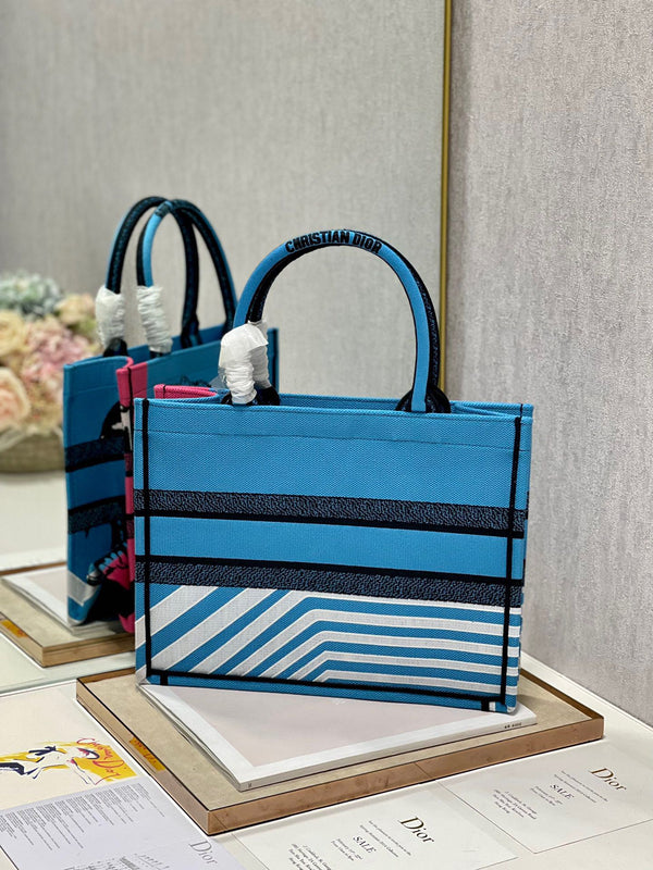 CD Zebra Book Tote Bag Blue Canvas 336519