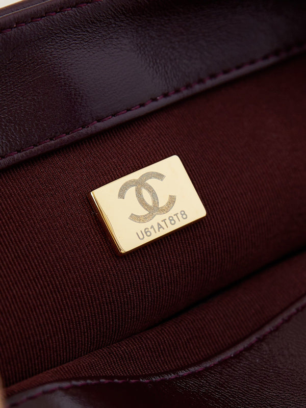 CC 24B Mini Flap Bag 20cm Burgundy Lambskin Gold Hardware