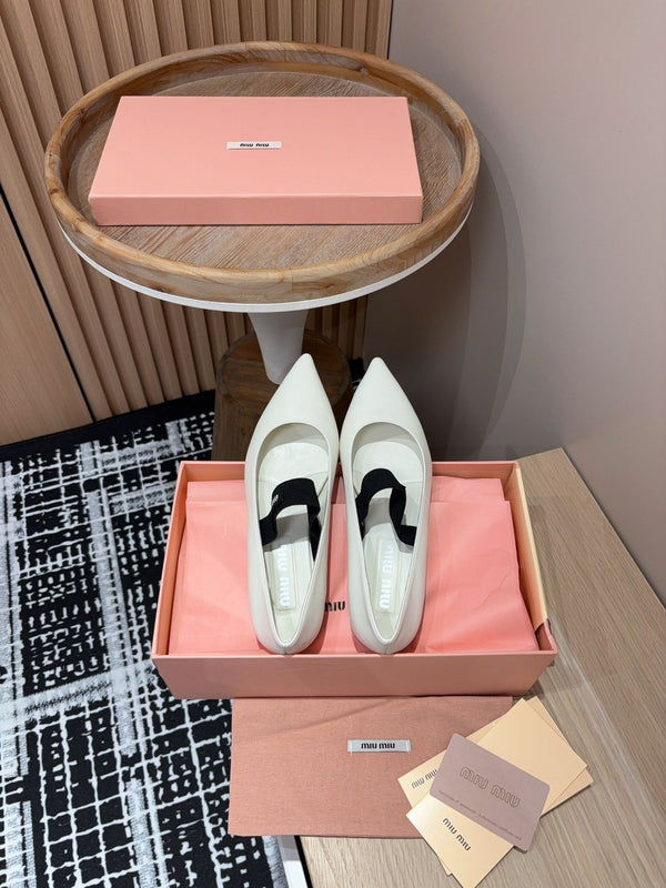 Miu Mary Jane White Lambskin