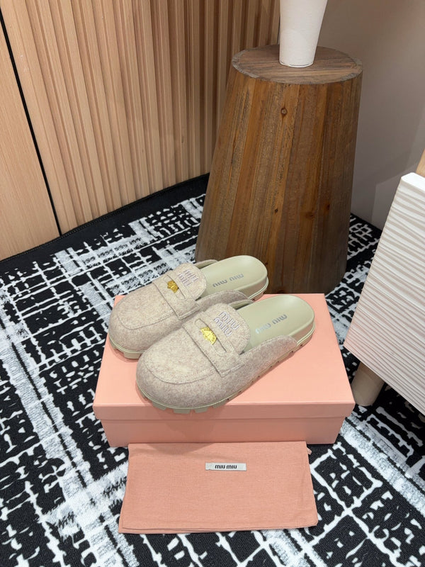 Miu Mule Pastel Pink Wool