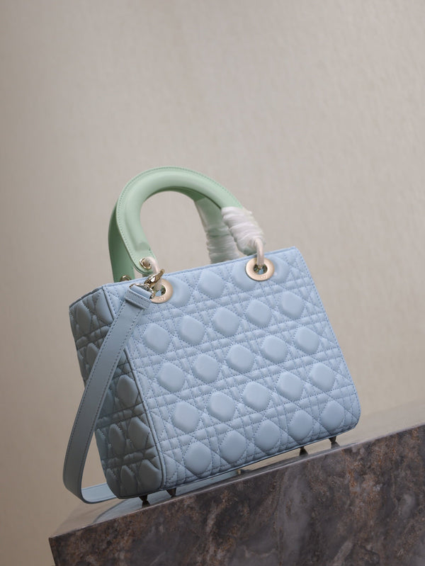Lady Bag 20cm Celeste Blue Pale Green Lambskin