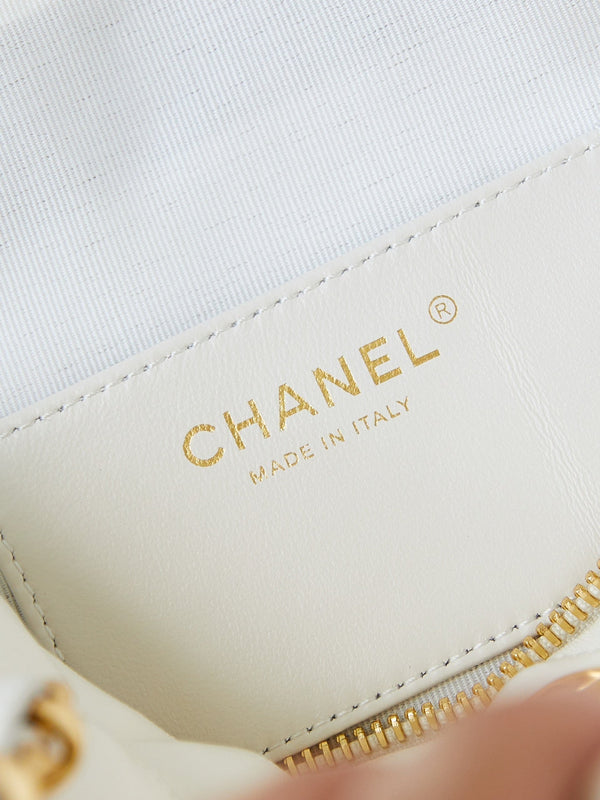 CC 24K Bowling Bag 25cm White Waxed Lambskin