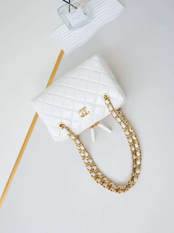 CC 24K Bowling Bag 25cm White Waxed Lambskin