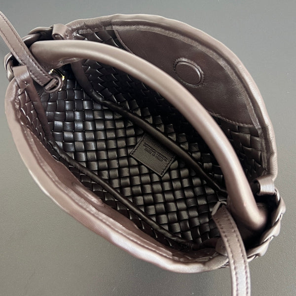 BV Small Cobble Top Handle 23cm Chocolate Lambskin