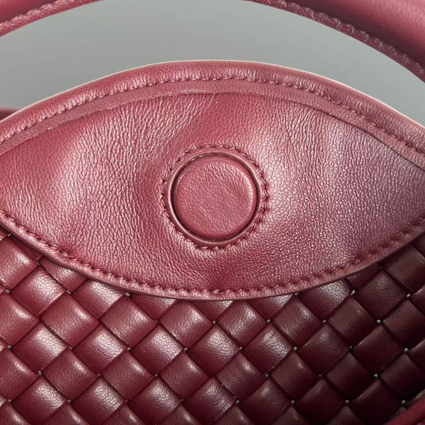 BV Small Cobble Top Handle 23cm Dark Red Lambskin