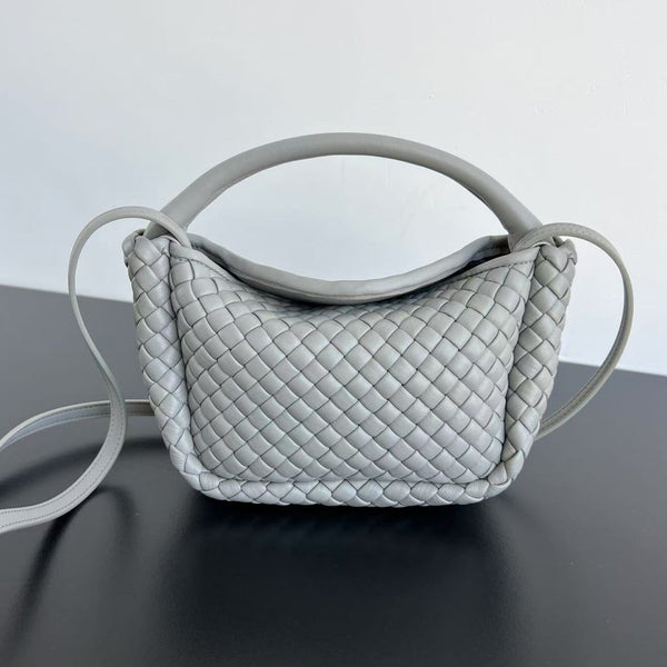 BV Small Cobble Top Handle 23cm Grey Lambskin