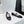 BLACK PYTHON PRINT LEATHER BALLET FLATS
