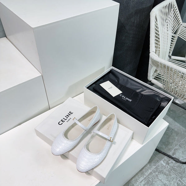 WHITE PYTHON PRINT LEATHER BALLET FLATS