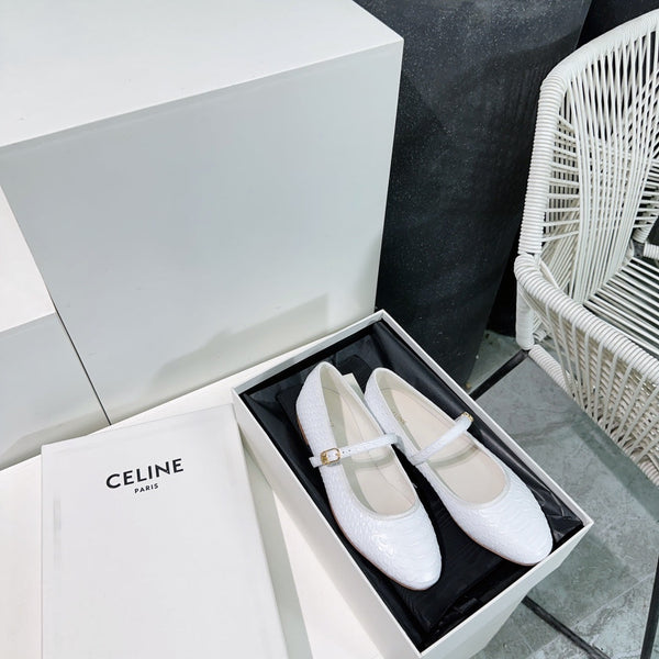 WHITE PYTHON PRINT LEATHER BALLET FLATS