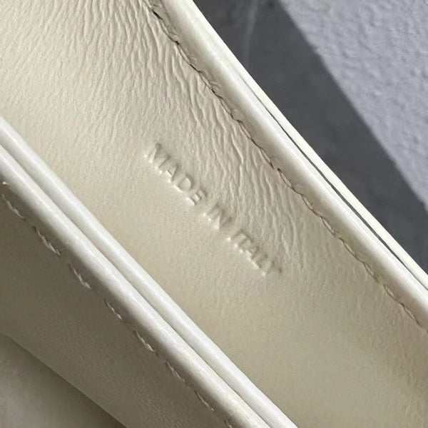 Celine Chain Besace Clea Bag Triomphe White Calfskin GHW