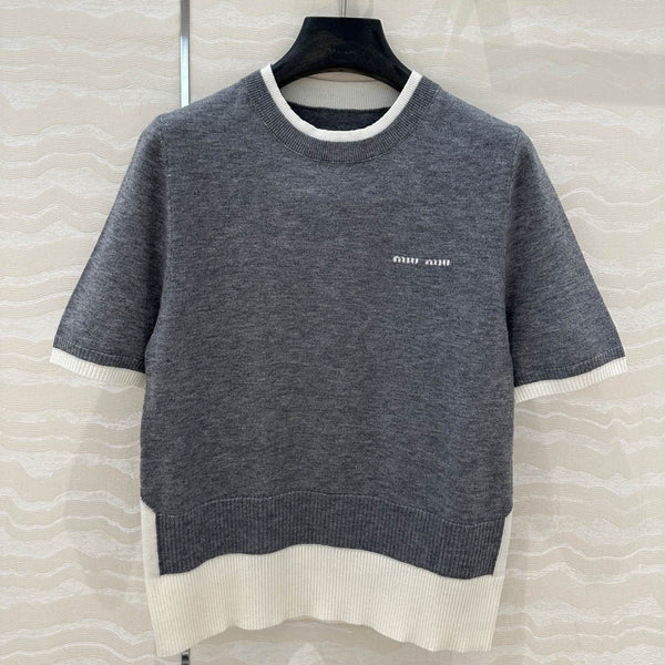 Miu Miu 25 Knitted Sweater Gray Wool