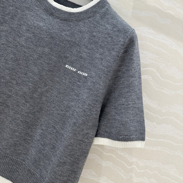 Miu Miu 25 Knitted Sweater Gray Wool