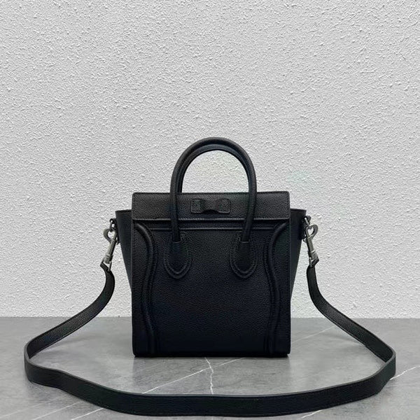 Celine Luggage Nano Bag 20cm Black Cowhide