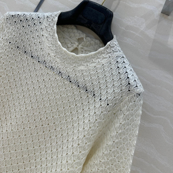 Celine 25 Hollow T-shirt White Wool