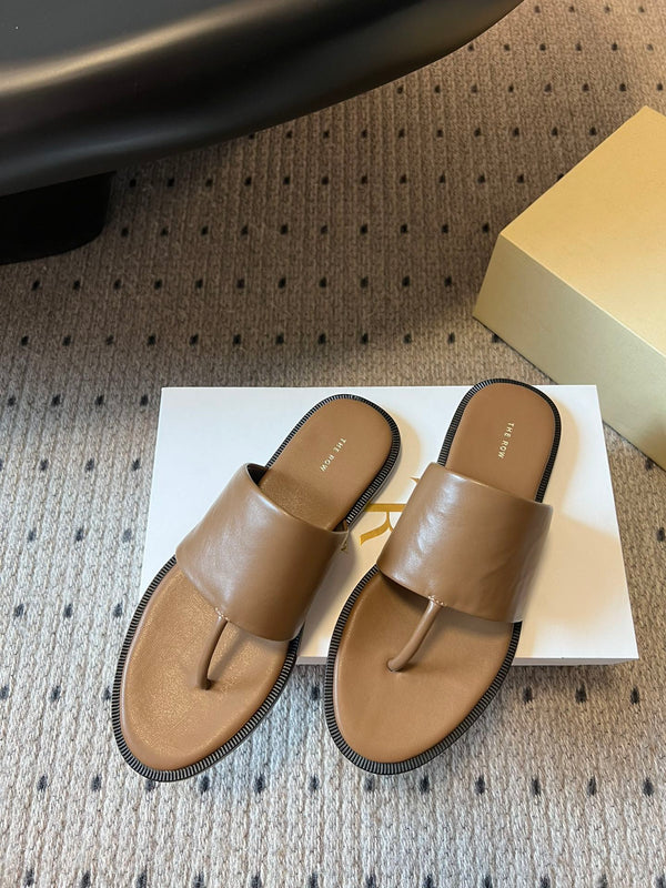 Signum Flat Sandal in Brown Sheepskin 282426