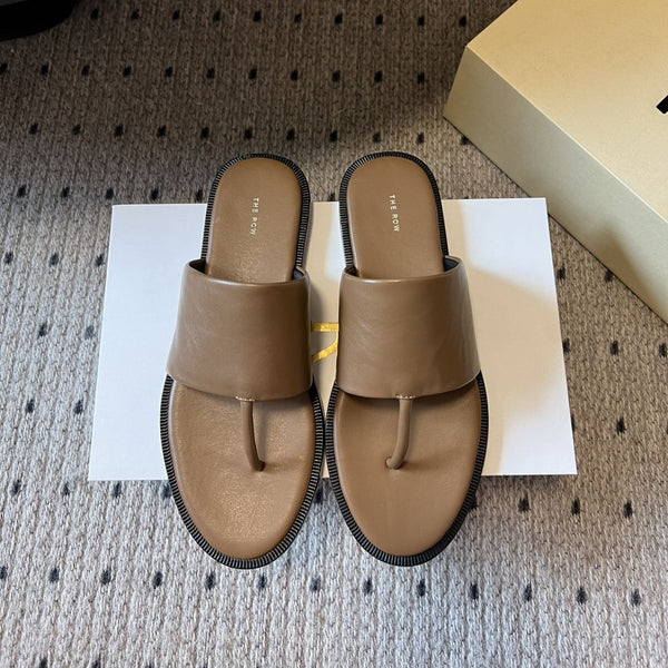 Signum Flat Sandal in Brown Sheepskin 282426