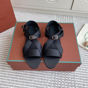 LP Sandals In Black Satin