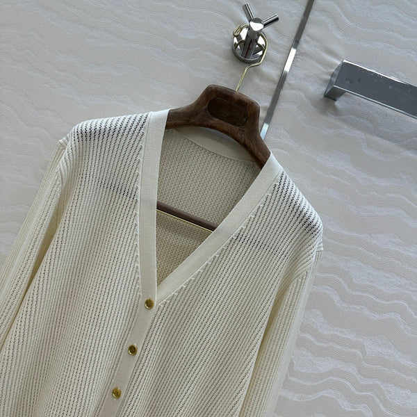 LP 25 V-neck Cardigan Cream Cotton 265177