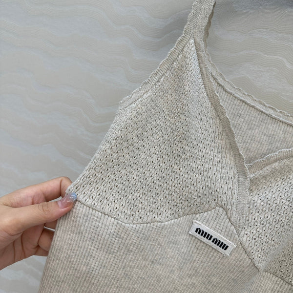 Miu SS26 Knit Top Ivory Cotton 351114
