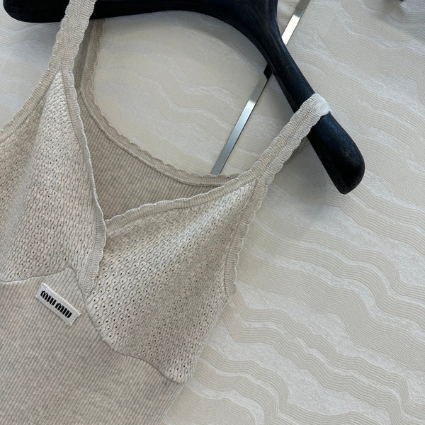 Miu SS26 Knit Top Ivory Cotton 351114