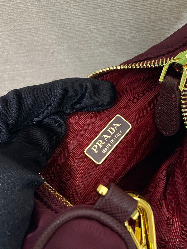 PRA Hobo Underarm Bag burgundy nylon fabric