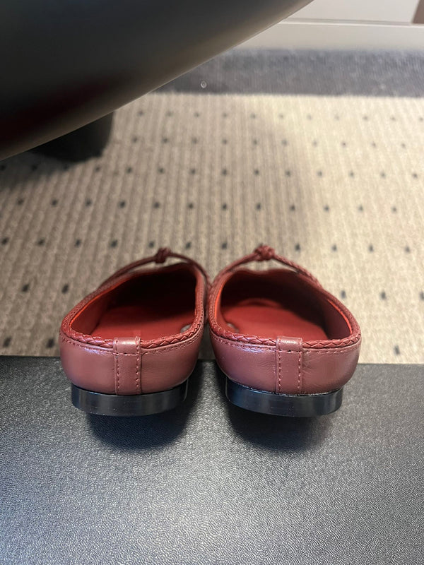 BV 26s Flats Mules Burgundy Calfskin