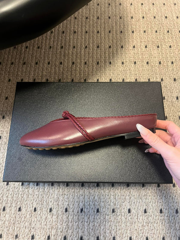 BV 26s Flats Mules Burgundy Calfskin