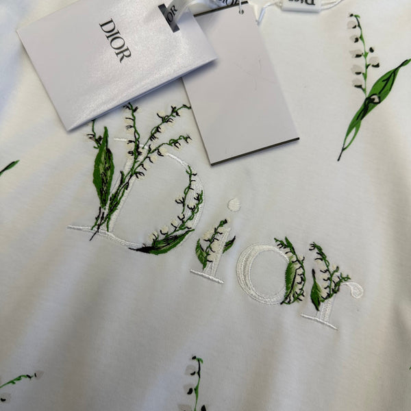 CD SS26 Lily Of The Valley T-Shirt White Cotton 350673