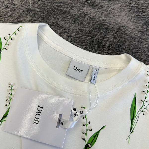 CD SS26 Lily Of The Valley T-Shirt White Cotton 350673