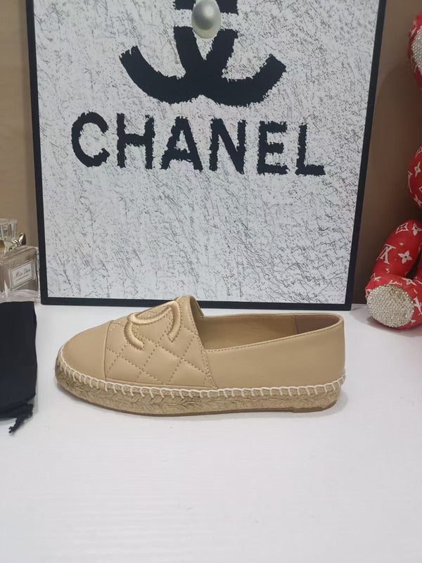 Chanel 26s Espadrille Loafers In Beige Calfskin With Rope Sole