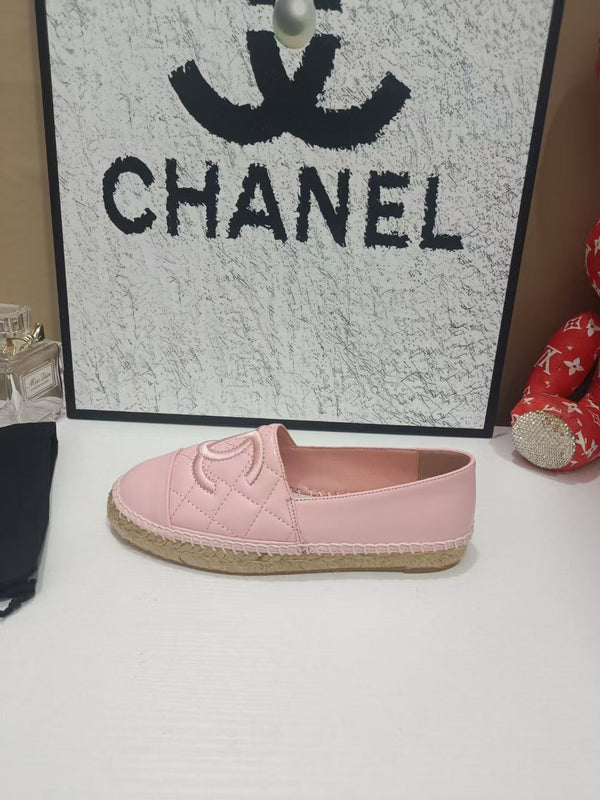 Chanel 26s Espadrille Loafers In Light Pink Calfskin With Rope Sole