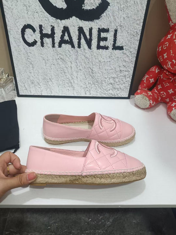 Chanel 26s Espadrille Loafers In Light Pink Calfskin With Rope Sole