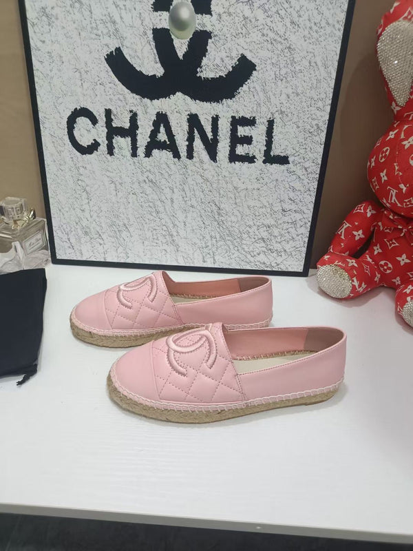 Chanel 26s Espadrille Loafers In Light Pink Calfskin With Rope Sole