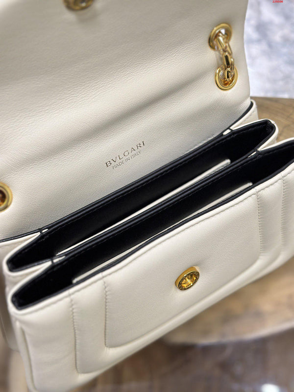 BVL Serpenti Reverse Shoulder Bag 22.5cm White Calfskin GHW 188594
