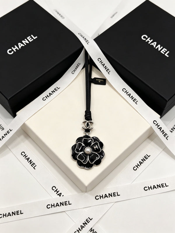 CC Camellia Leather Cord Charm