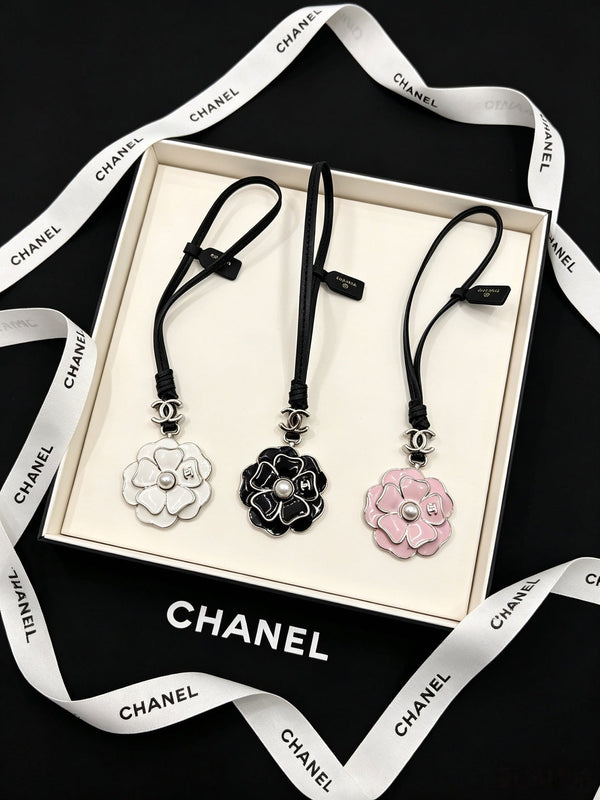 CC Camellia Leather Cord Charm