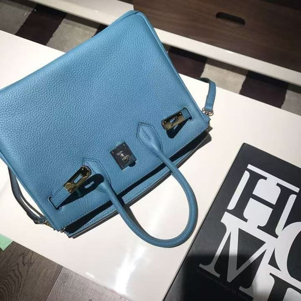 HM Birkin Bag 25cm Stale Blue Togo Leather SHW