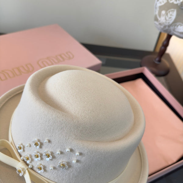 Miu Felt Hat With Ribbon And Flower 477646