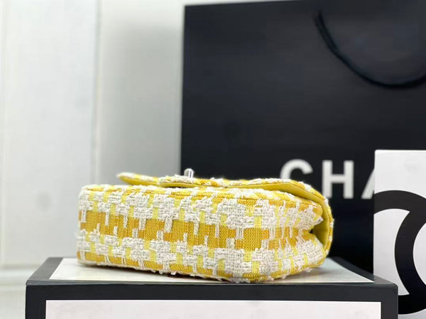 CC Spring-Summer 2026 Classic Flap Bag Yellow White Tweed