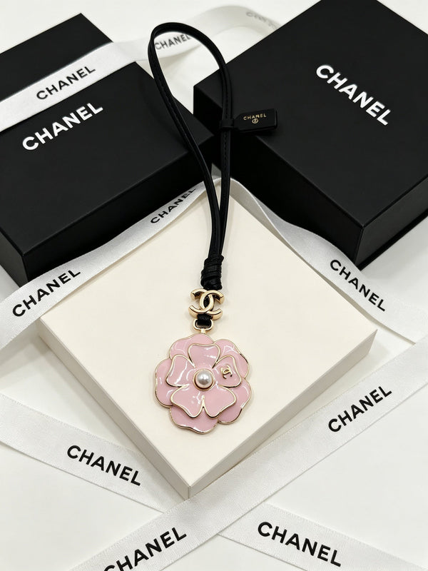 CC Camellia Leather Cord Charm
