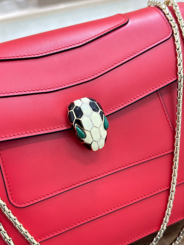 BVL Serpenti Forever Shoulder Bag 28cm Red Cowhide GHW 188667
