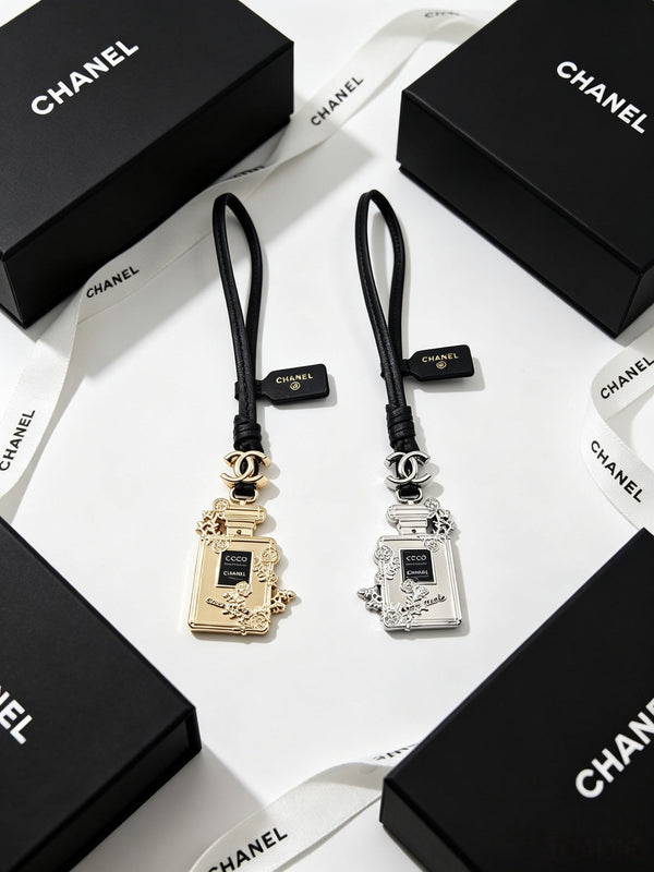 Chanel Perfume Bottle-shaped Leather Cord Charm