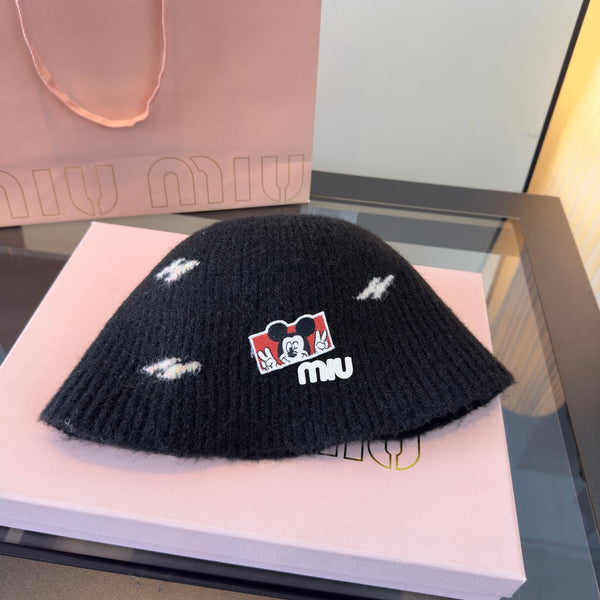 Miu Wool Bucket Hat With Cartoon Character 477554