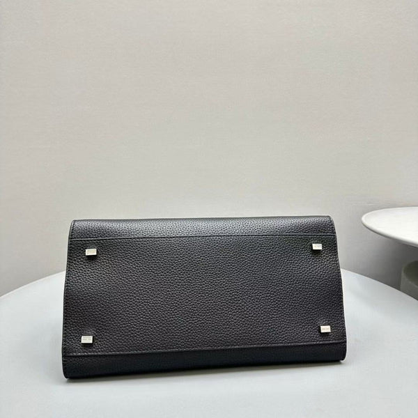 The Row Margaux 32cm Black Grained Calfskin