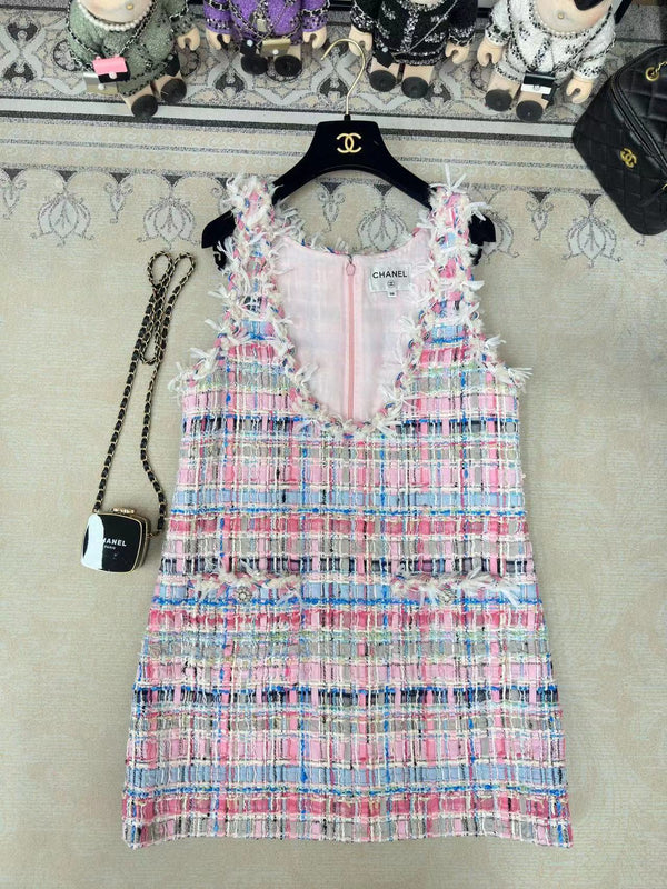 CC V-Shift Dress Multicolor Tweed