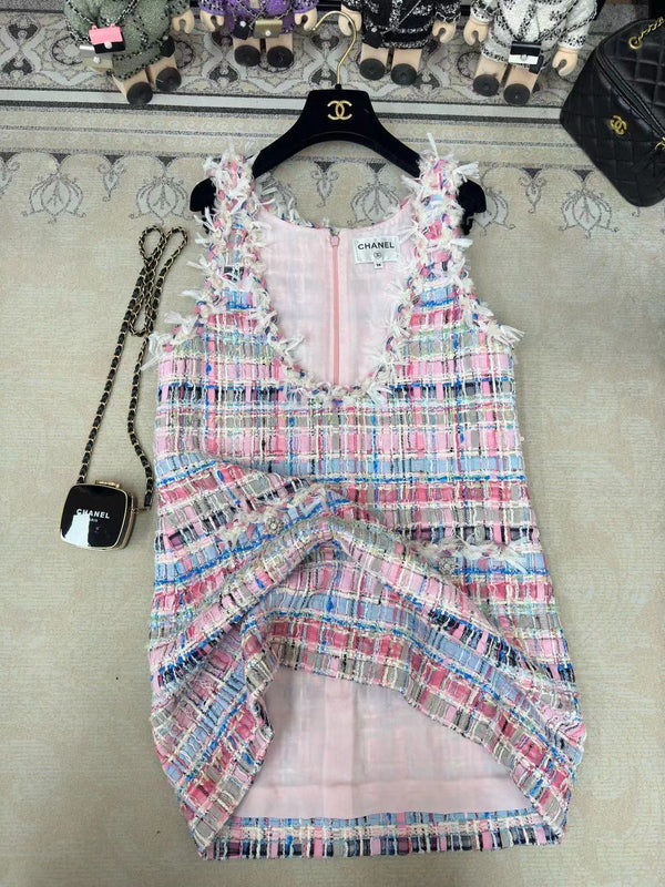 CC V-Shift Dress Multicolor Tweed