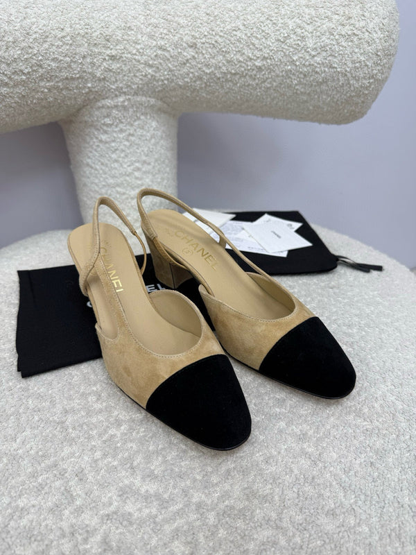 CC 25A Slingback Beige Suede